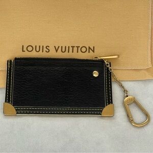 LOUIS VUITTON Black Suhali Leather Key Pouch